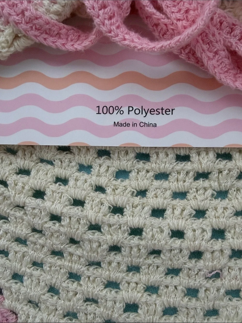 Piper K Crochet Floral‎ Ivory and Pink Bandana